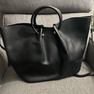 Classic Black JustFab Tote Bag with Crossbody Strap